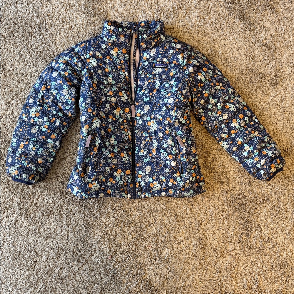 Patagonia Kids Floral Puffer Jacket - Navy